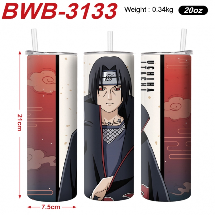 Naruto Anime printing insulation cup straw cup 21X7.5CM BWB-3133