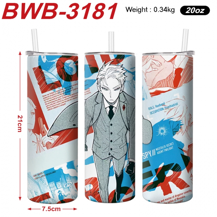 SPY×FAMILY  Anime printing insulation cup straw cup 21X7.5CM BWB-3181A