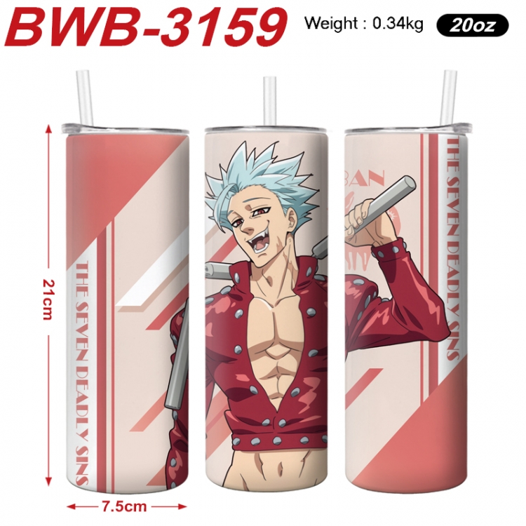 The Seven Deadly Sins Anime printing insulation cup straw cup 21X7.5CM BWB-3159A