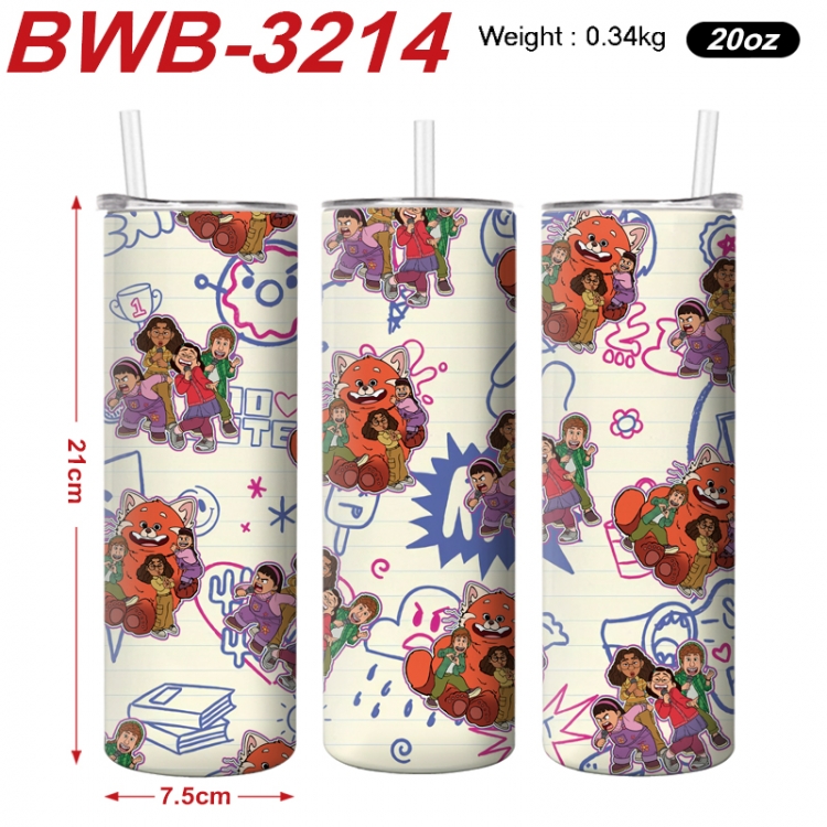 Turning Red Anime printing insulation cup straw cup 21X7.5CM BWB-3214A