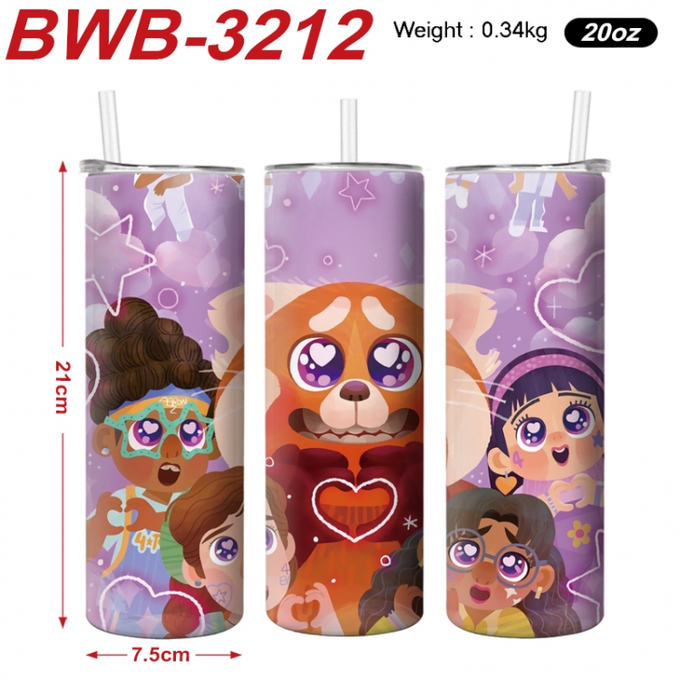 Turning Red Anime printing insulation cup straw cup 21X7.5CM BWB-3212A