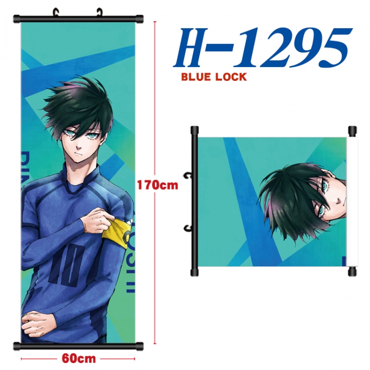 BLUE LOCK Black plastic rod cloth hanging canvas painting Wall Scroll 60x170cm H-1295A