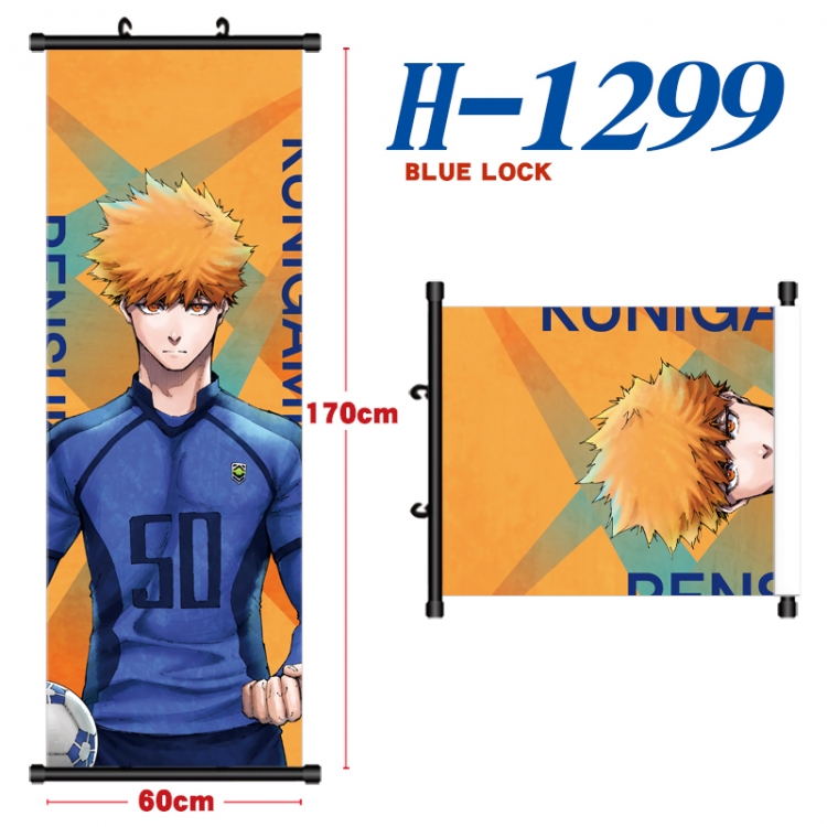 BLUE LOCK Black plastic rod cloth hanging canvas painting Wall Scroll 60x170cm H-1299A