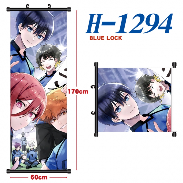 BLUE LOCK Black plastic rod cloth hanging canvas painting Wall Scroll 60x170cm H-1294A