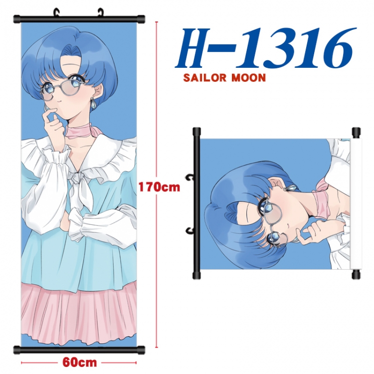 sailormoon Black plastic rod cloth hanging canvas painting Wall Scroll 60x170cm H-1316A