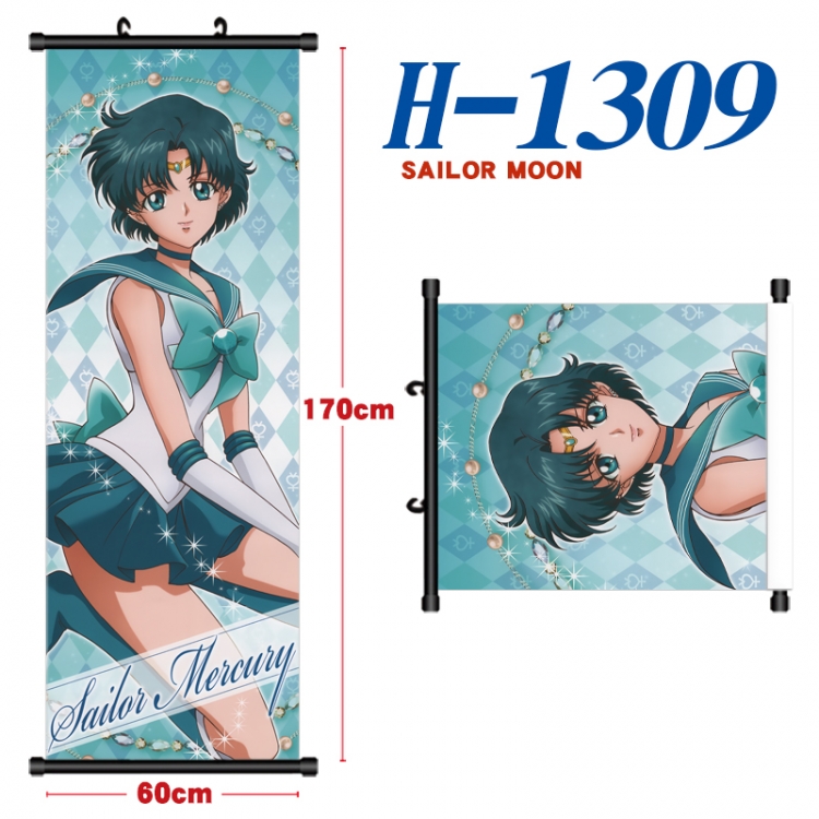 sailormoon Black plastic rod cloth hanging canvas painting Wall Scroll 60x170cm H-1309A