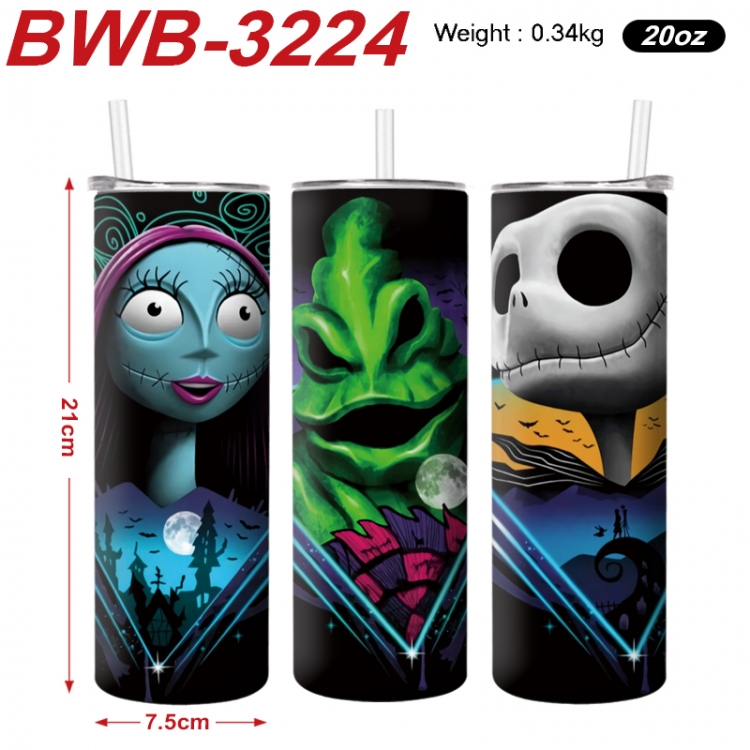 The Nightmare Before Christmas Anime printing insulation cup straw cup 21X7.5CM BWB-3224A