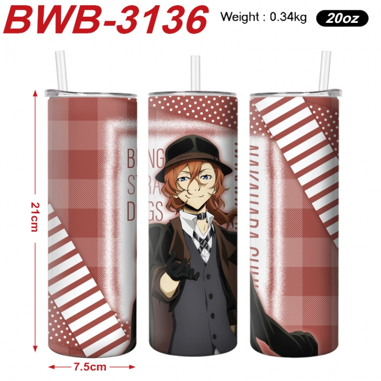 Bungo Stray Dogs Anime printing insulation cup straw cup 21X7.5CM BWB-3136A