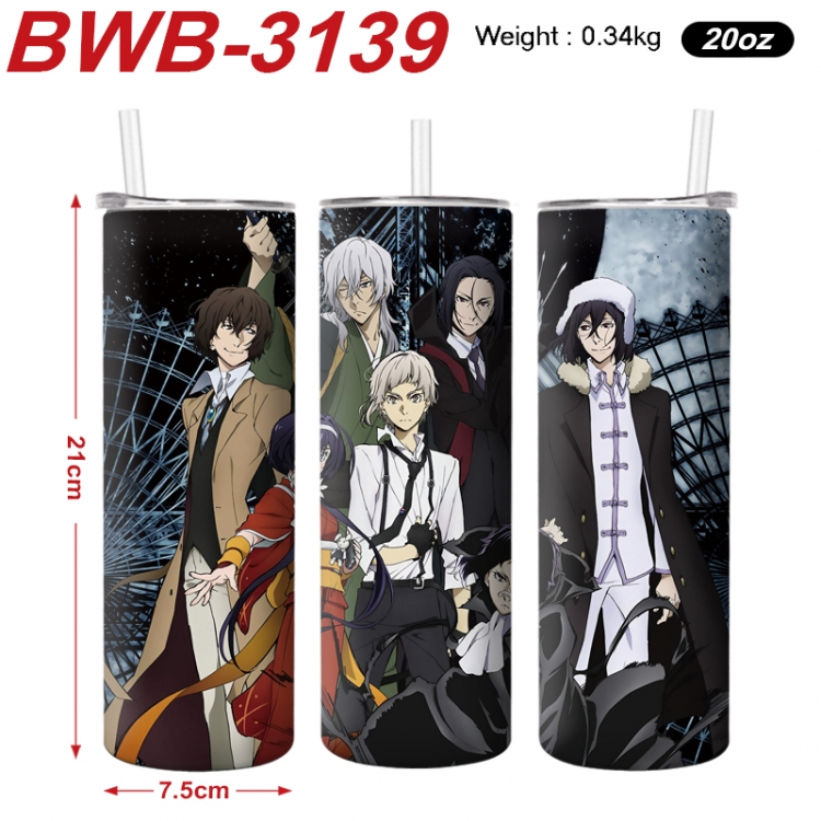 Bungo Stray Dogs Anime printing insulation cup straw cup 21X7.5CM BWB-3139A