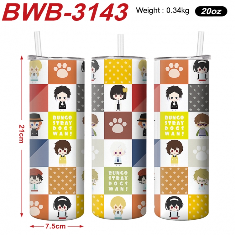 Bungo Stray Dogs Anime printing insulation cup straw cup 21X7.5CM BWB-3143A