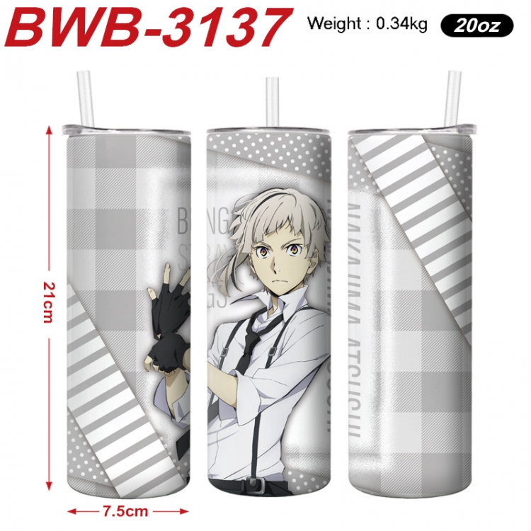 Bungo Stray Dogs Anime printing insulation cup straw cup 21X7.5CM BWB-3137A