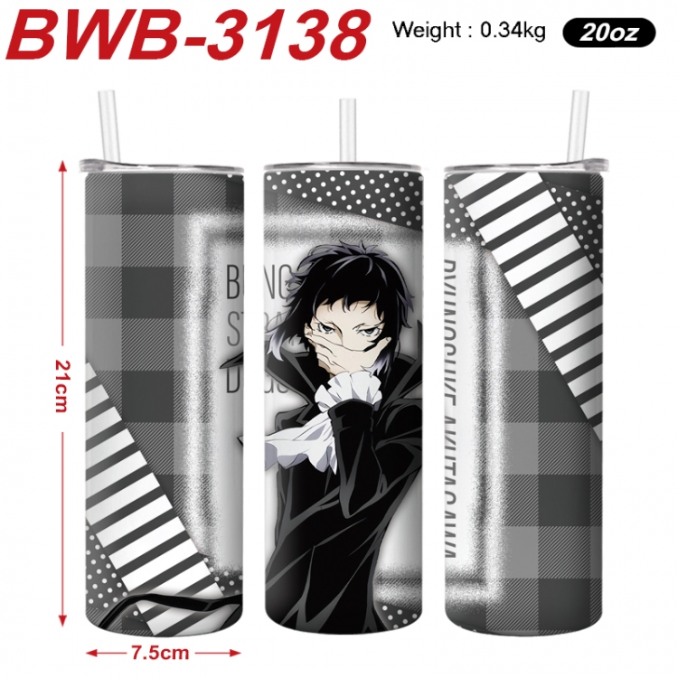 Bungo Stray Dogs Anime printing insulation cup straw cup 21X7.5CM BWB-3138A