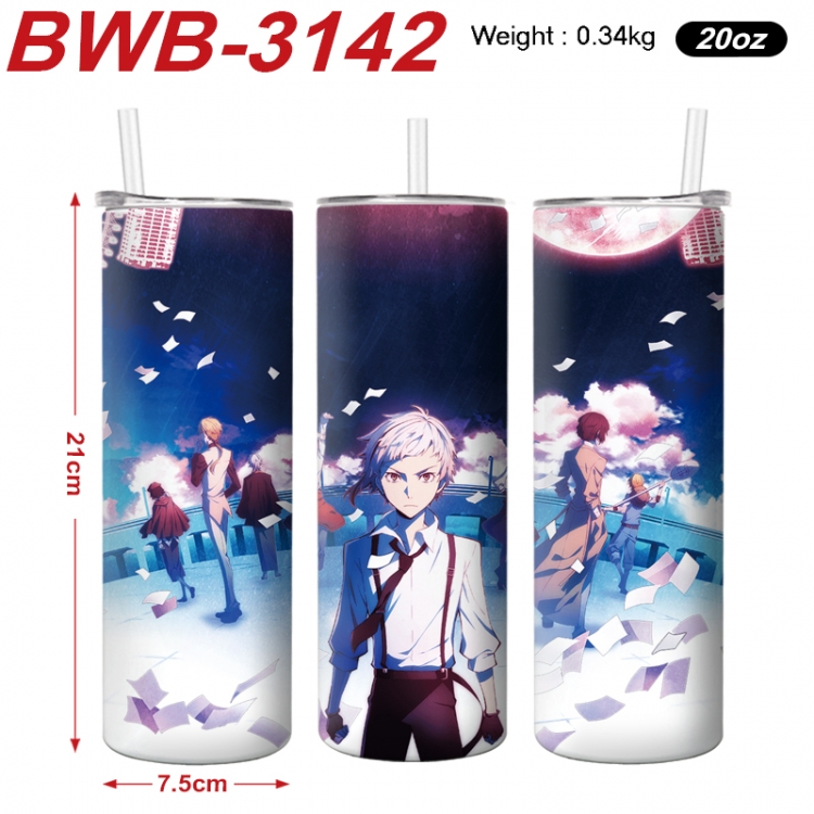 Bungo Stray Dogs Anime printing insulation cup straw cup 21X7.5CM BWB-3142A