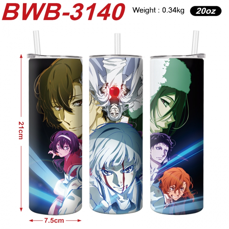 Bungo Stray Dogs Anime printing insulation cup straw cup 21X7.5CM BWB-3140A