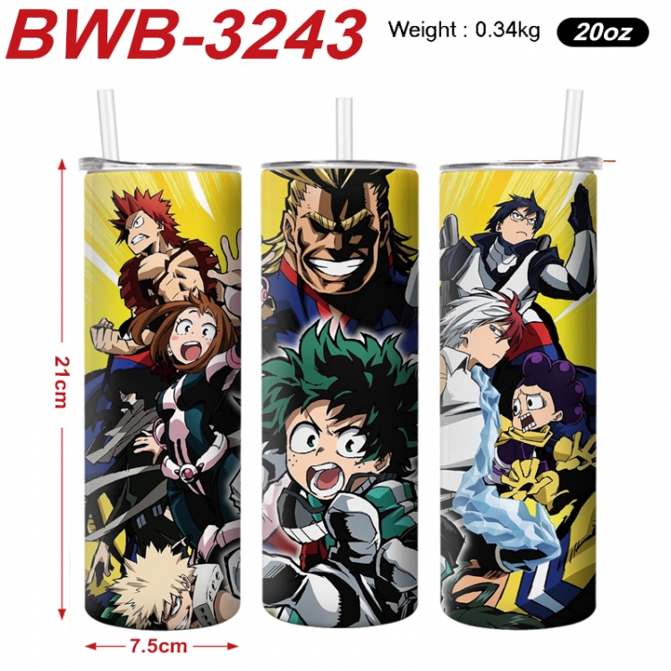 My Hero Academia Anime printing insulation cup straw cup 21X7.5CM BWB-3243A