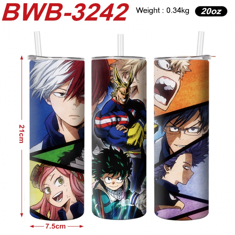 My Hero Academia Anime printing insulation cup straw cup 21X7.5CM BWB-3242A