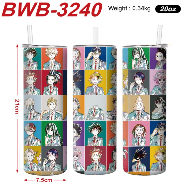 My Hero Academia Anime printing insulation cup straw cup 21X7.5CM BWB-3240A