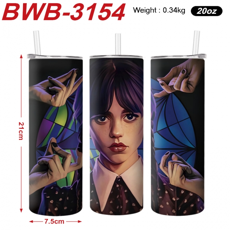 The Addams Family Anime printing insulation cup straw cup 21X7.5CM BWB-3154A