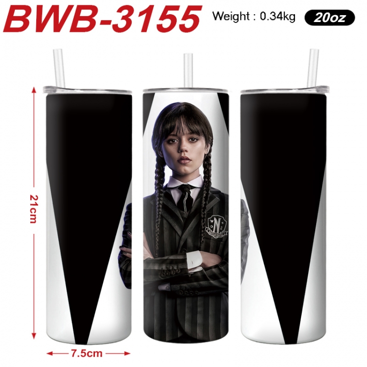 The Addams Family Anime printing insulation cup straw cup 21X7.5CM BWB-3155A