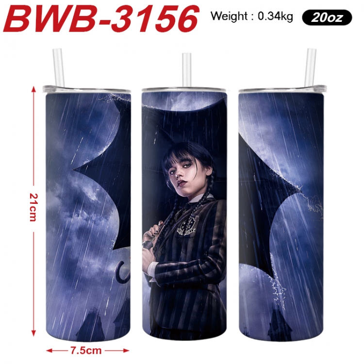 The Addams Family Anime printing insulation cup straw cup 21X7.5CM BWB-3156A