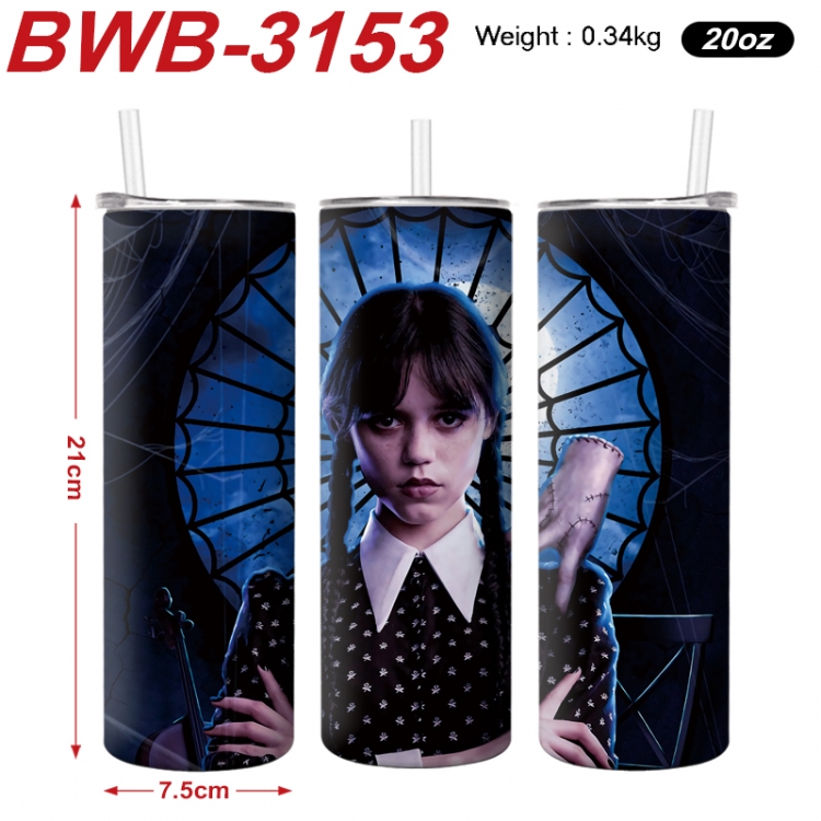 The Addams Family Anime printing insulation cup straw cup 21X7.5CM BWB-3153A
