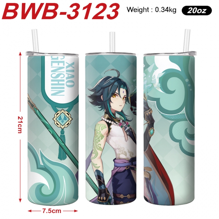 Genshin Impact Anime printing insulation cup straw cup 21X7.5CM BWB-3123A