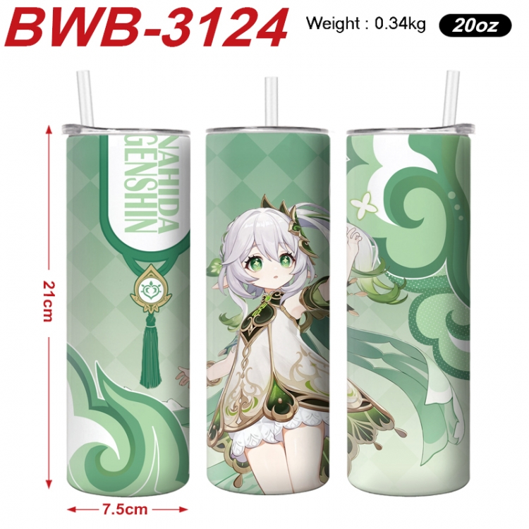 Genshin Impact Anime printing insulation cup straw cup 21X7.5CM BWB-3124A