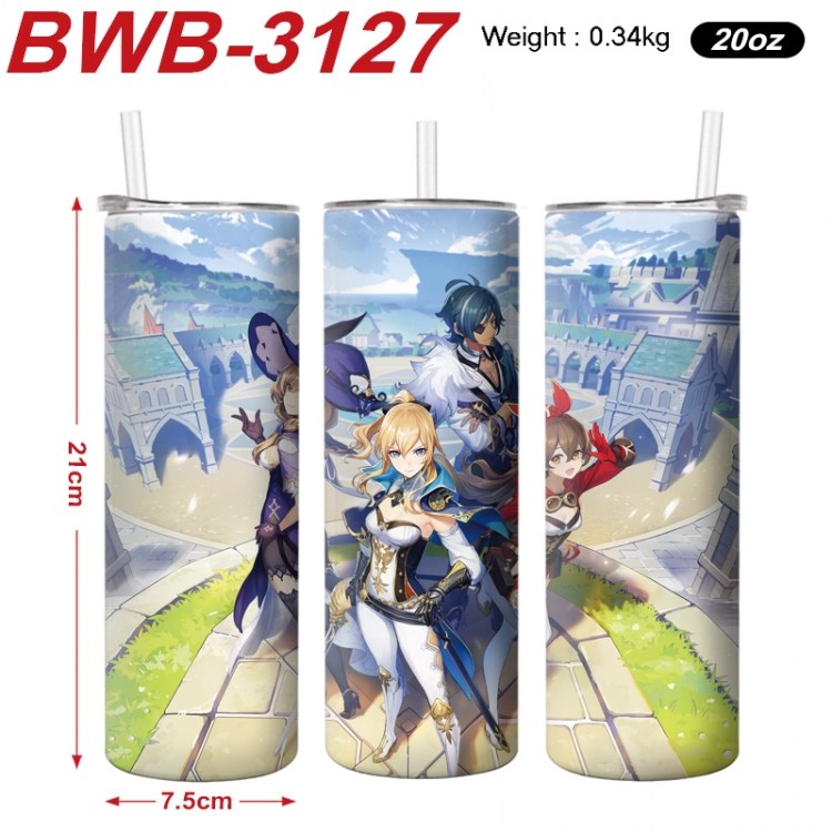 Genshin Impact Anime printing insulation cup straw cup 21X7.5CM BWB-3127A