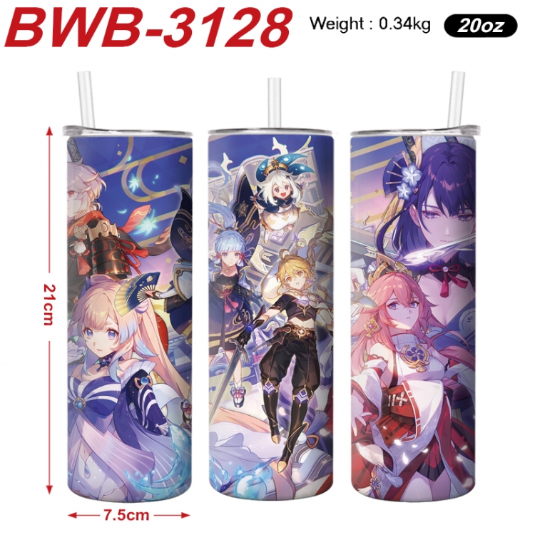 Genshin Impact Anime printing insulation cup straw cup 21X7.5CM BWB-3128A