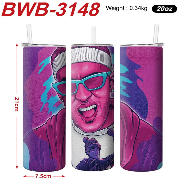 bad bunny Anime printing insulation cup straw cup 21X7.5CM BWB-3148A