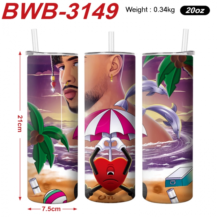 bad bunny Anime printing insulation cup straw cup 21X7.5CM BWB-3149A