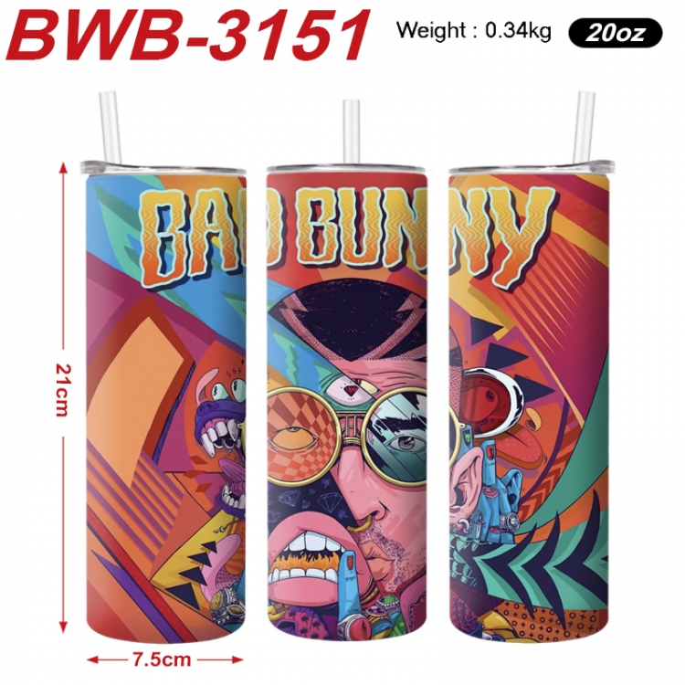 bad bunny Anime printing insulation cup straw cup 21X7.5CM BWB-3151A