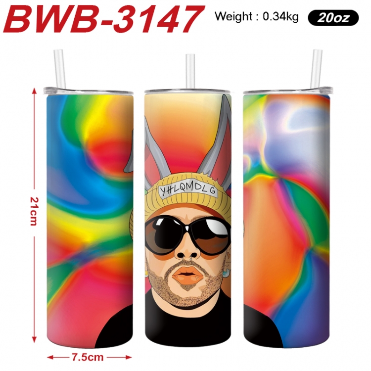 bad bunny Anime printing insulation cup straw cup 21X7.5CM BWB-3147A