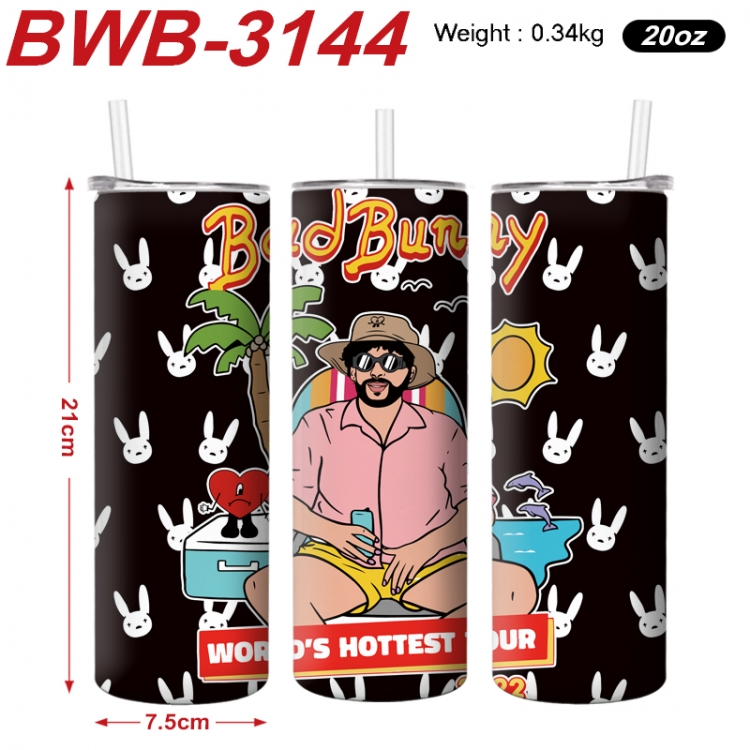 bad bunny Anime printing insulation cup straw cup 21X7.5CM BWB-3144A