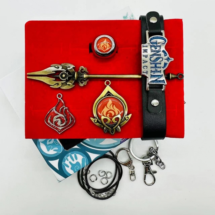 Genshin Impact Anime peripheral ring necklace keychain box  3850