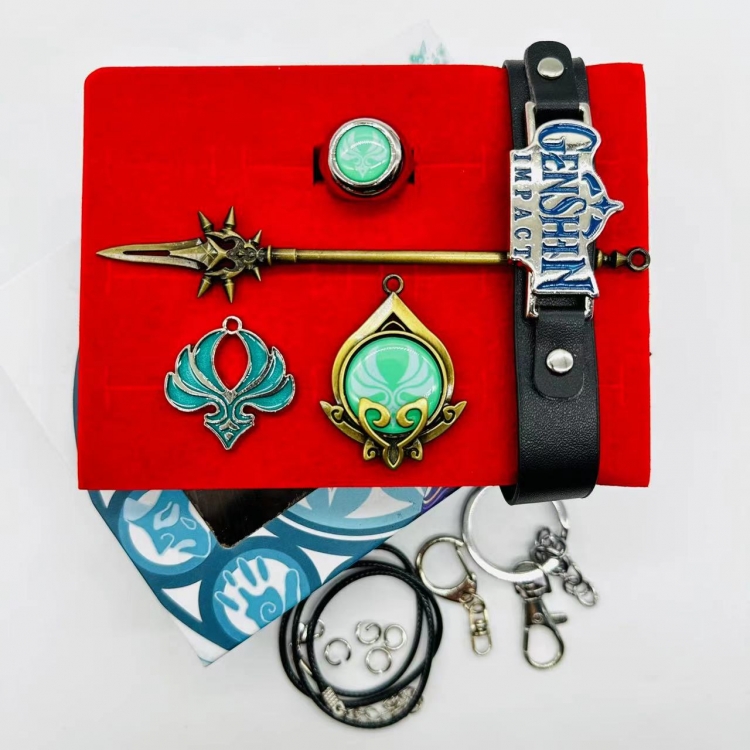 Genshin Impact Anime peripheral ring necklace keychain box  3858