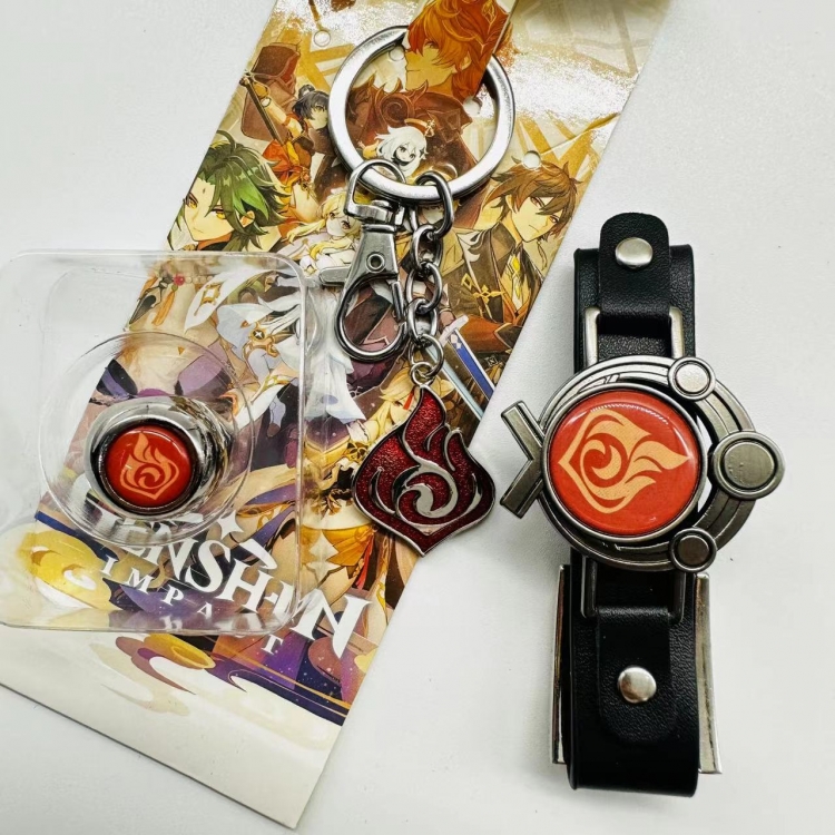 Genshin Impact Anime Surrounding Ring Key Buckle Handle Band 3 Piece Set