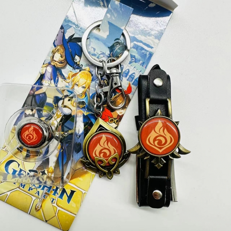 Genshin Impact Anime Surrounding Ring Key Buckle Handle Band 3 Piece Set