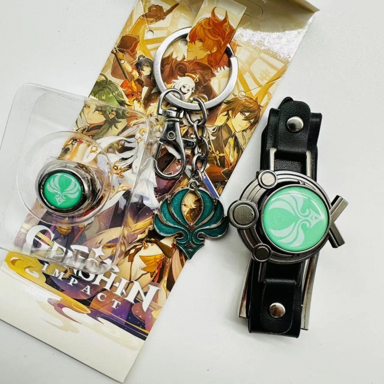 Genshin Impact Anime Surrounding Ring Key Buckle Handle Band 3 Piece Set