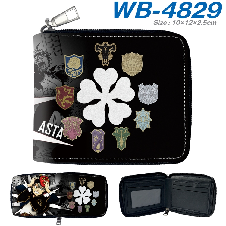 Black Clover Anime color short full zip folding wallet 10x12x2.5cm WB-4829A