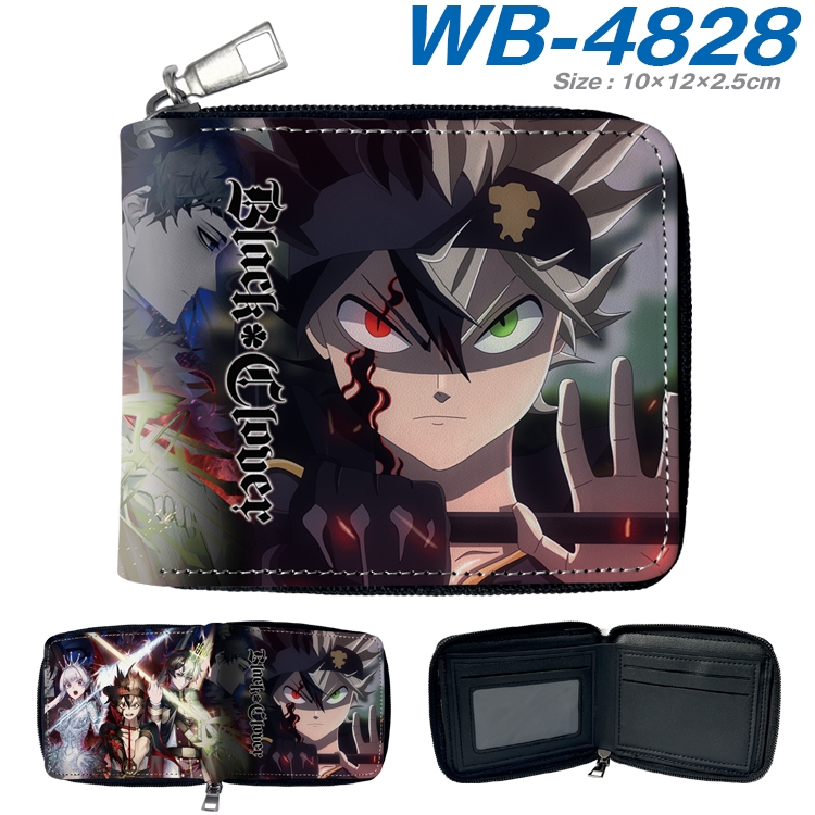 Black Clover Anime color short full zip folding wallet 10x12x2.5cm  WB-4828A