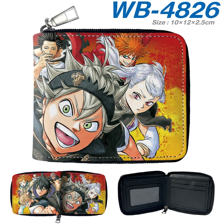 Black Clover Anime color short full zip folding wallet 10x12x2.5cm WB-4826A