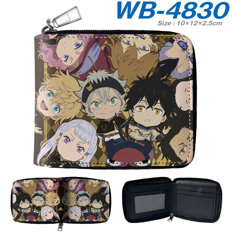 Black Clover Anime color short full zip folding wallet 10x12x2.5cm WB-4830A