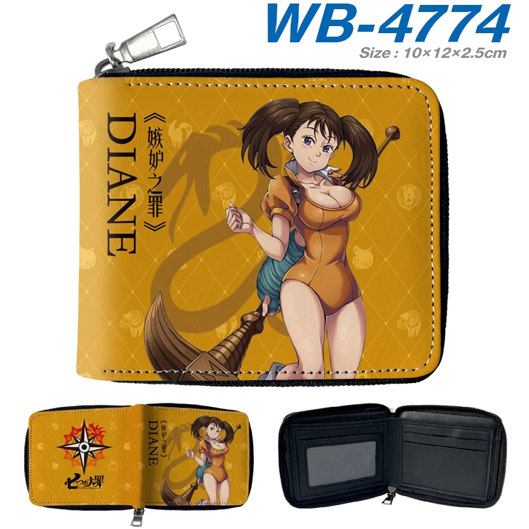 The Seven Deadly Sins Anime color short full zip folding wallet 10x12x2.5cm WB-4774A