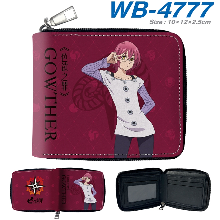 The Seven Deadly Sins Anime color short full zip folding wallet 10x12x2.5cm WB-4777A