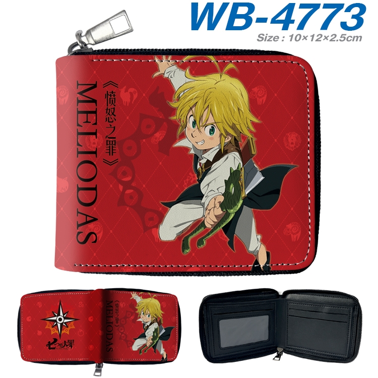 The Seven Deadly Sins Anime color short full zip folding wallet 10x12x2.5cm  WB-4773A