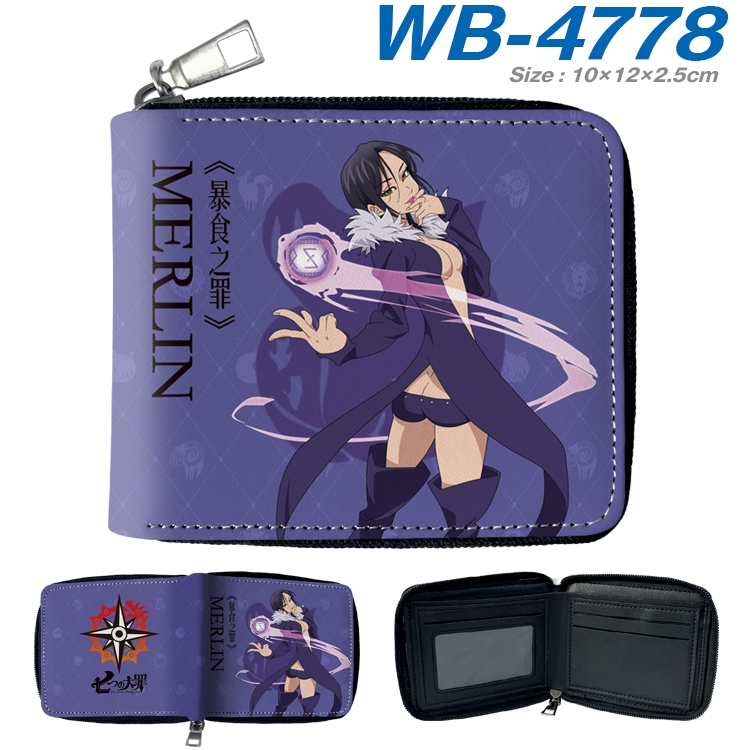 The Seven Deadly Sins Anime color short full zip folding wallet 10x12x2.5cm WB-4778A