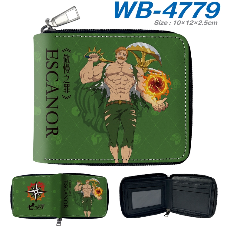 The Seven Deadly Sins Anime color short full zip folding wallet 10x12x2.5cm  WB-4779A