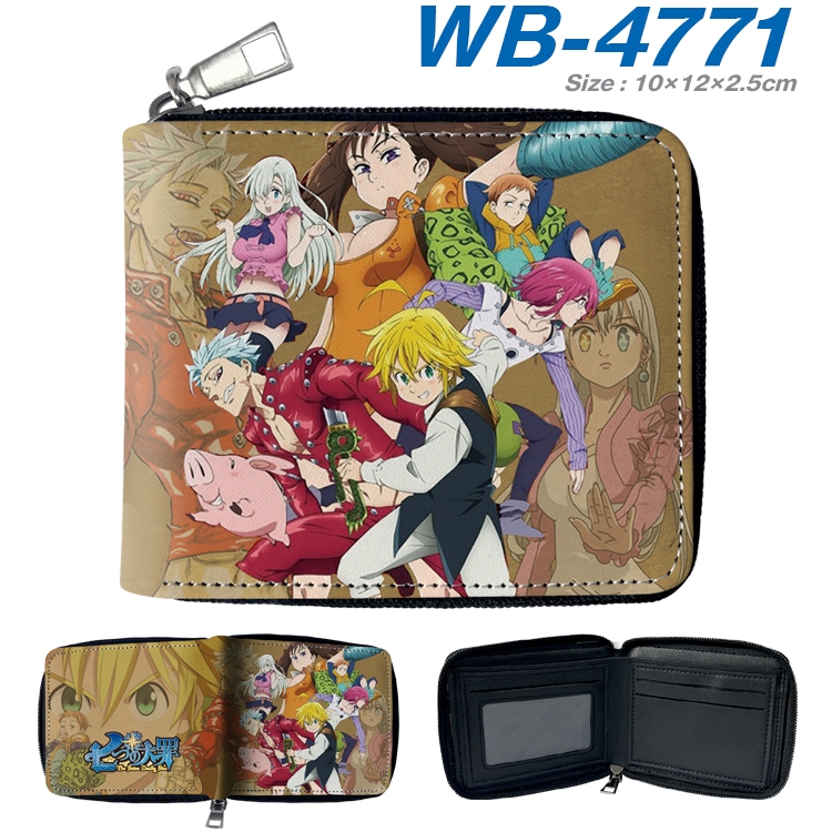The Seven Deadly Sins Anime color short full zip folding wallet 10x12x2.5cm  WB-4771A
