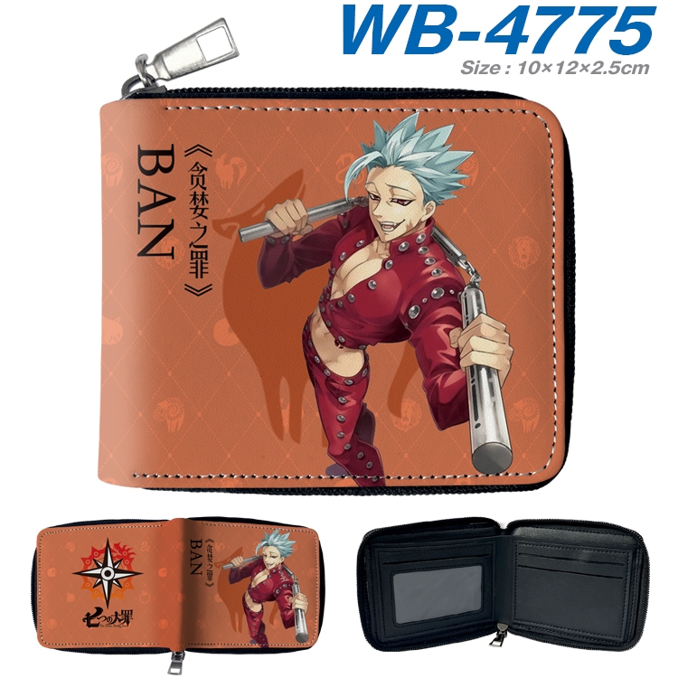 The Seven Deadly Sins Anime color short full zip folding wallet 10x12x2.5cm  WB-4775A